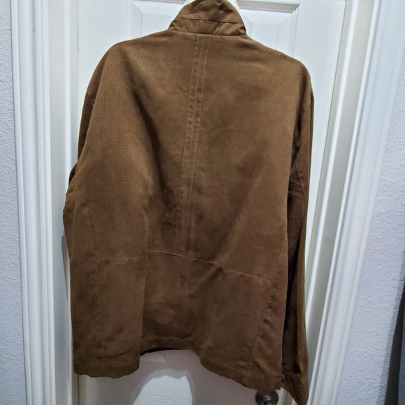WEATHERPROOF Men's Brown Lightweight Suede Jacket, Size L - Picture 4 of 14